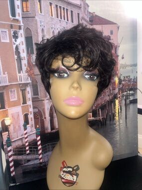 Short 100% human hair pixie wig